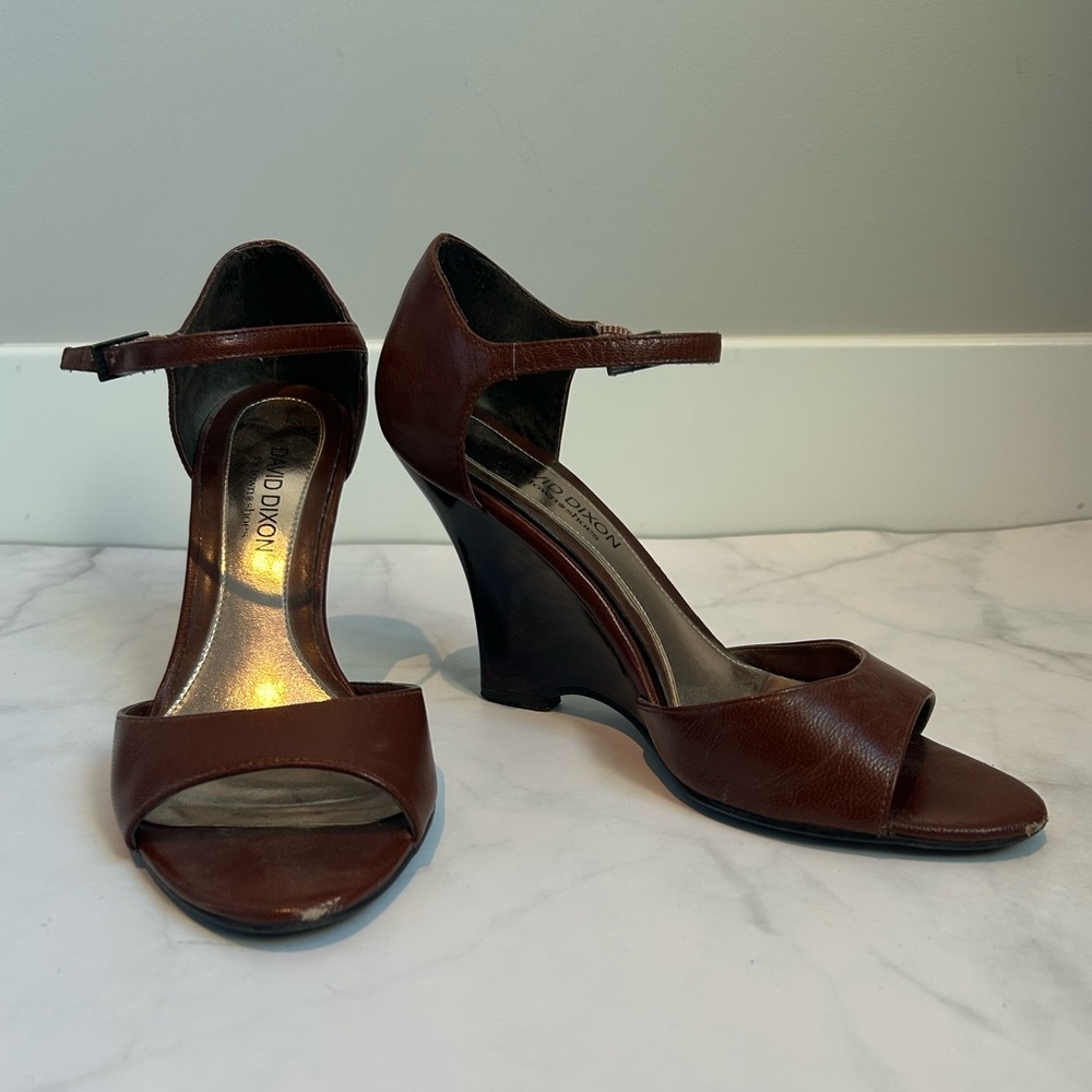 David Dixon for Town Shoes Leather Wedge Sandals - Sz 38
